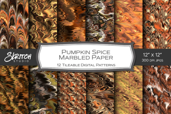 Pumpkin Spice Fall Tiling Marbled Paper