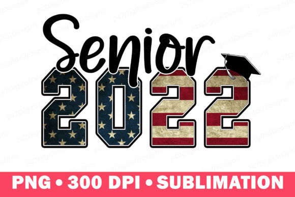 Senior 2022 PNG Class Patriotic USA Flag: A Versatile Design for Creative Projects